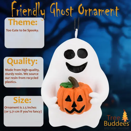 Tree Buddees Cute Friendly Ghost with Pumpkin Halloween Ornament {6}