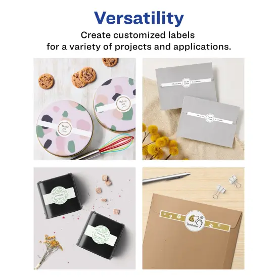 Avery Matte White Removable Wraparound Labels with Sure Feed Technology, Print-to-the-Edge, 1.5" x 7.75" {3}