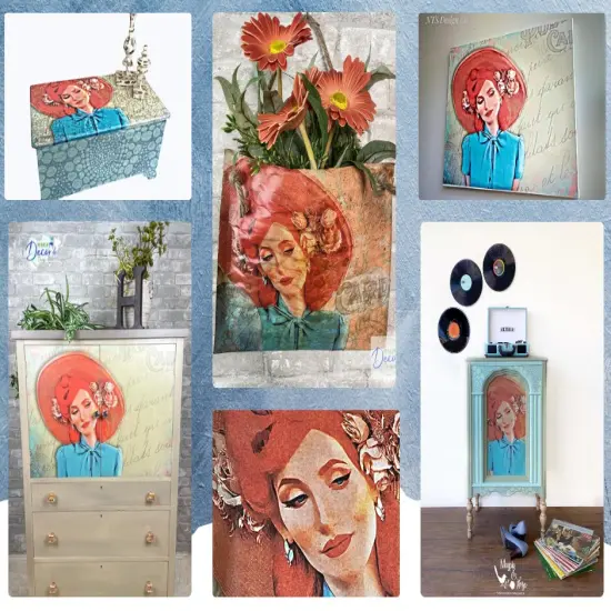 Red Hat Lady - Art Paper for Decoupage and Mixed Media 24x36 {4}