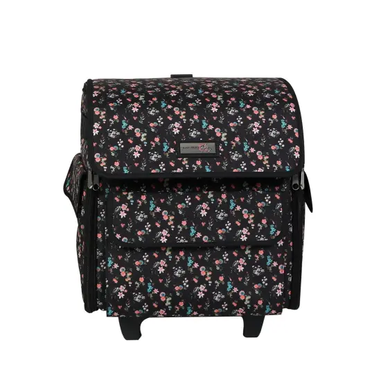 Collapsible Rolling Serger Machine Case, Black Floral {6}