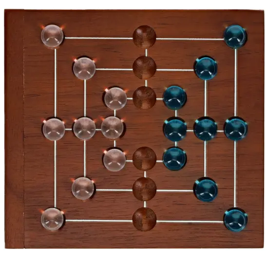 WE Games Nine Men's Morris Wooden Travel Game with Marbles - 5 inch Travel Size {3}