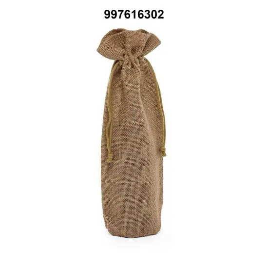 Simple Jute Wine Bag 6" x 3.5" x 14" Durable and Stylish {3}