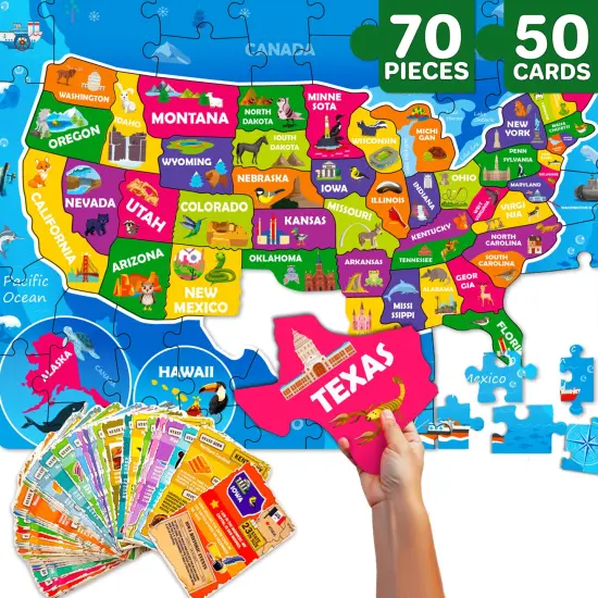 70 Piece Jigsaw Puzzles 50 Cards For Kids | USA {1}