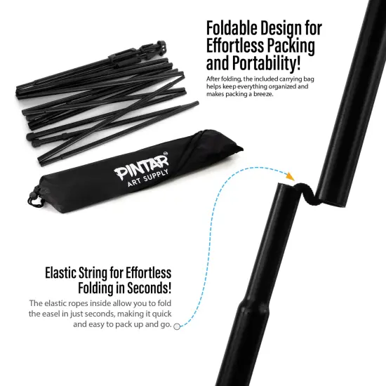 Pintar Easel Stand for Painting and Display - 63" Portable Metal Tripod Standing Art Easel with Bag, Foldable Easel Stand for Sign, Paint Canvas, Presentations, Wedding, Posters, Events & Displays {4}