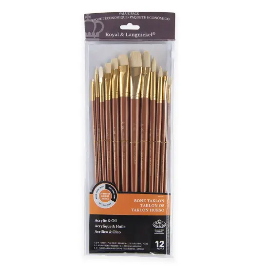 RSET-9317 | 12pc Bone Taklon Long Handle Variety Brush Set {1}
