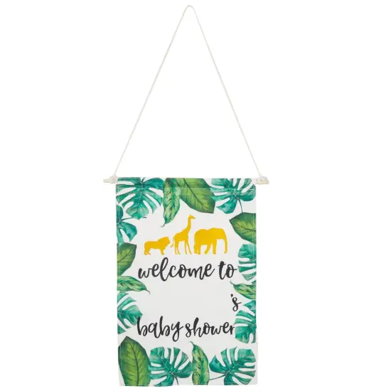 Custom Safari Baby Shower Decorations Canvas Welcome Sign with Sticker Sheets (3 Pieces) Green {5}