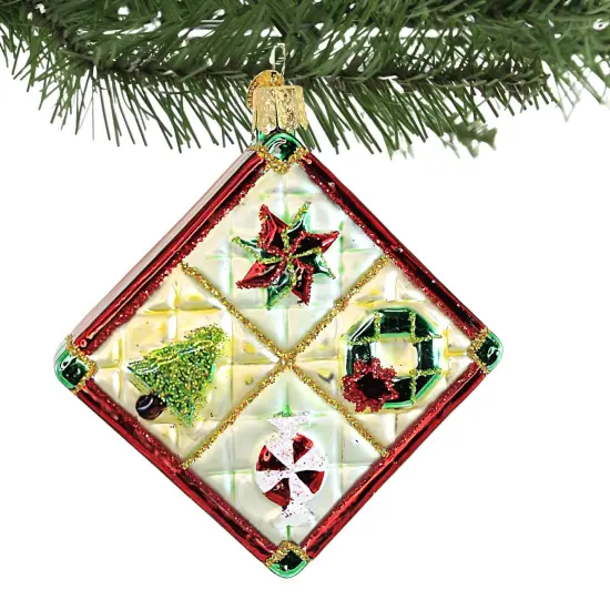 Old World Christmas 4.5 Inch Christmas Quilt Christmas Tree Ornament , Creative Art Form Red {3}