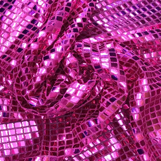 1 Yard Shiny Fuchsia Square Foil Sequin Mesh Fabric For Dance Costumes Crafts Backdrops 42&Prime; Wide {1}