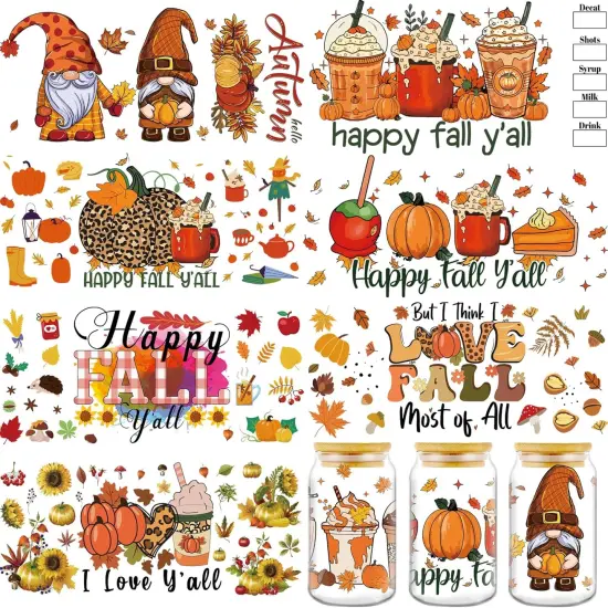 8 Sheets Thanksgiving Pumpkin Gnome Rub on Transfer {1}