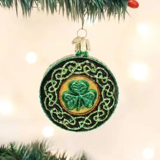 Old World Christmas 3.0 Inch Celtic Brooch Christmas Tree Ornament , Ornament Irish Knots Shamrock Green {3}