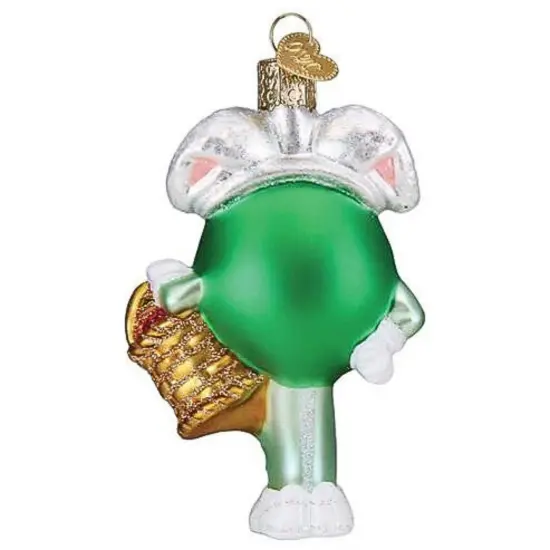 Old World Christmas 4.0 Inch M&M's Green Easter Easter Tree Ornament , Basket Bunny Eggs {2}