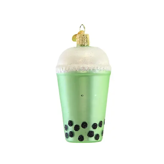 Old World Christmas 3.75 In Boba Tea Christmas Tree Ornament , Pearl Milk Ornament Green {2}
