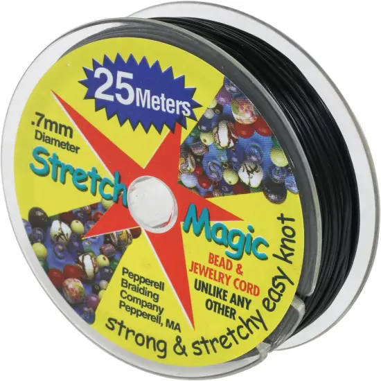 Stretch MagicStretch Magic Bead & Jewelry Cord - Strong & Stretchy, Easy to Knot - Black Color - 0.7mm diameter - 25-meter (82 ft) spool - Elastic String for making beaded {1}