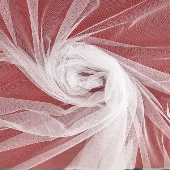 1 Yard White Stretch English Net Fabric Lightweight Sheer Mesh 100% Polyester 59/60" Wide {1}