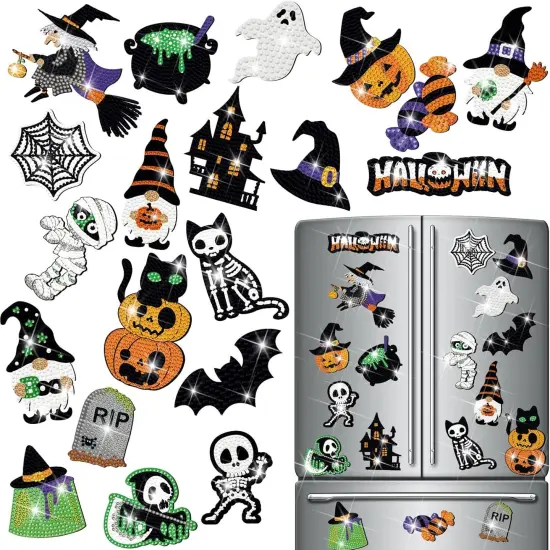 20 Pcs Halloween Diamond Painting Refrigerator Magnets {1}
