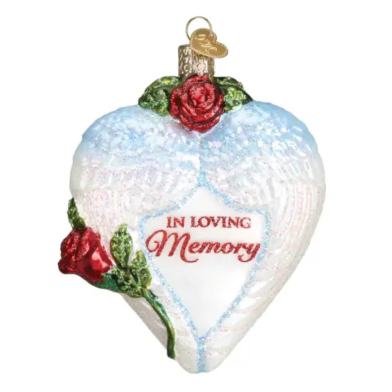 Old World Christmas 4.25 In In Loving Memory Tree Ornament , Ornament Roses Dove Wings White {1}