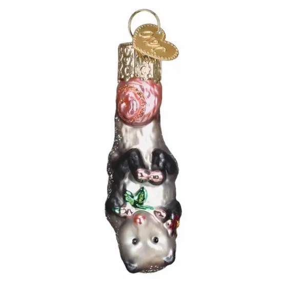 Old World Christmas 2.25 In Mini Opossum Christmas Tree Ornament , Gumdrops Collection Possum Gray {1}
