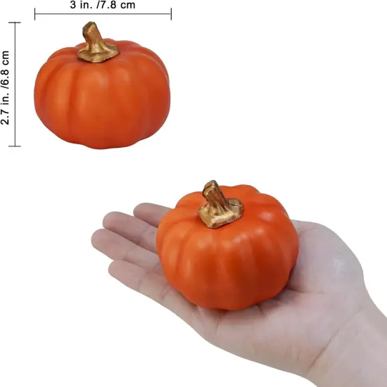 12 Pcs Small Harvest Orange Artificial Pumpkins {2}