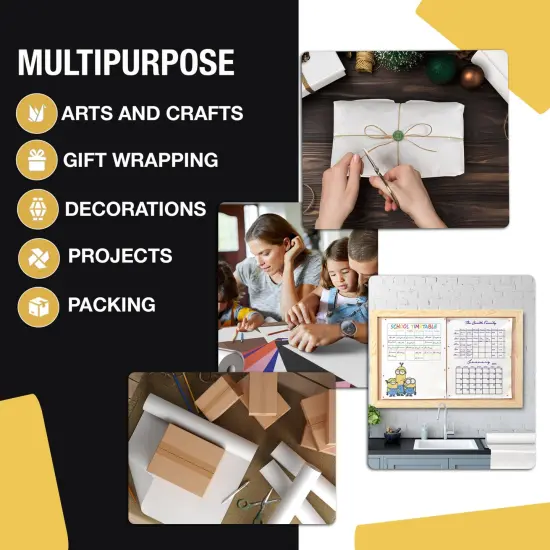 Kraft Paper Roll 17.75" X 1320" (110' Ft) Colored Paper Roll - Packing Paper Roll - Craft Supplies - Kraft Wrapping Paper Perfect as Shipping Paper Craft Paper Roll by Crown Display White {4}