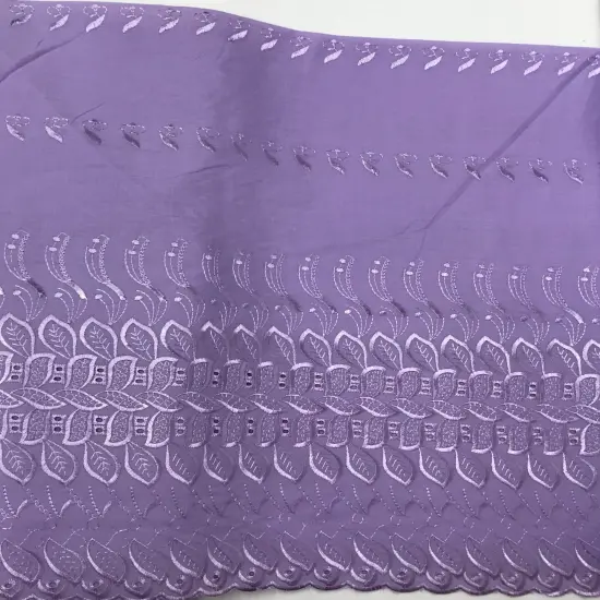 1 Yard Lavender Embroidered Single Border Eyelet 80/20 Polyester Cotton Fabric 43/44 Wide {1}