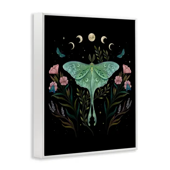 Stupell Industries Luna Moth with Florals Framed Giclee Design By Episodic Drawings {3}