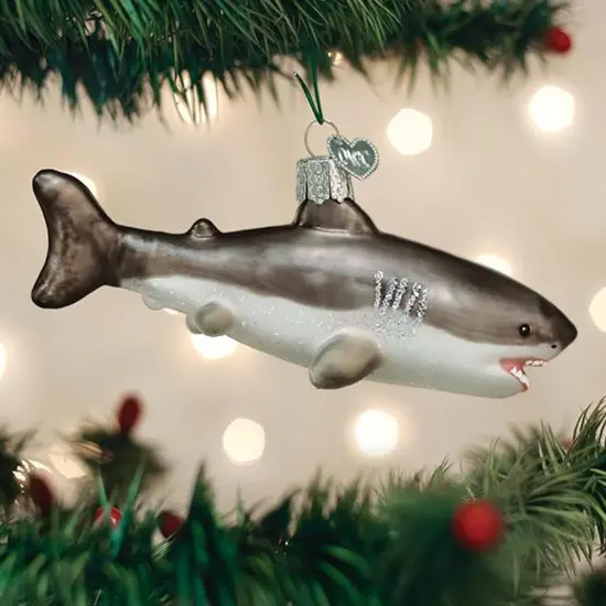 Old World Christmas 2.0 Inch Great White Shark Tree Ornament , Coastal Waters {3}