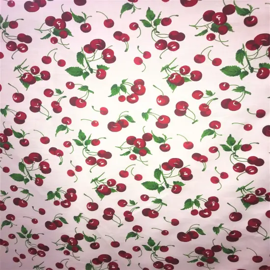 1 Yard White Cherry Patterned Poly Cotton fabric 59/60 Inch Width {1}