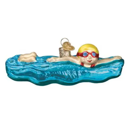 Old World Christmas 1.75 In Swimming Christmas Tree Ornament , Goggles Water Beach Blue {1}