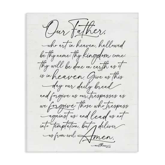 Stupell Industries Our Father Religious Prayer Reading Spiritual Scripture Canvas Design By Lettered and Lined {1}