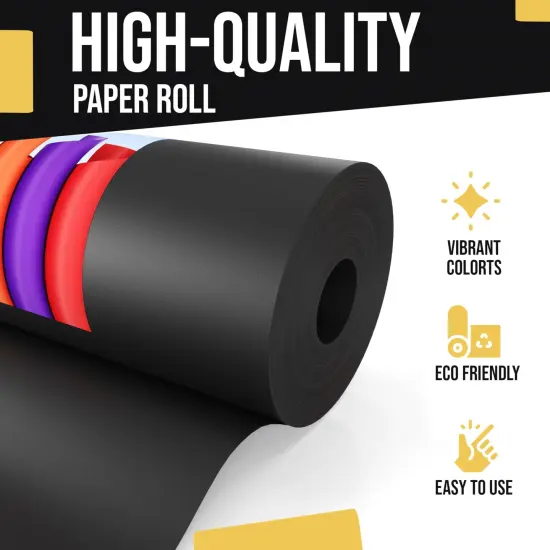 Kraft Paper Roll 36" X 1320" (110' Ft) Colored Paper Roll - Packing Paper Roll - Craft Supplies - Kraft Wrapping Paper Perfect as Shipping Paper Craft Paper Roll by Crown Display Black {4}