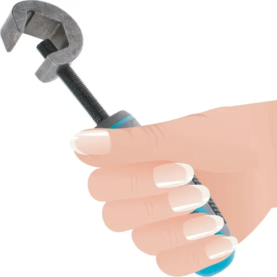 The Beadsmith Metal Stamp Holder, 6 inches, Metal Stamping Tool, with Grey & Aqua Textured Comfort Grip Handle, Holds Stamps in Place with a Safe and Secure Grip. {3}