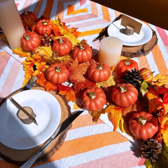 12 Pcs Small Harvest Orange Artificial Pumpkins {3}