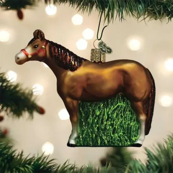 Old World Christmas 3.75 In Quarter Horse Christmas Tree Ornament , Ornament Rodeo Pet Brown {3}