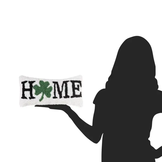 St. Patrick's Day 3 Leaf Clover Shamrock "Home" Small/Petite Accent Pillow, 6" x 12" {6}