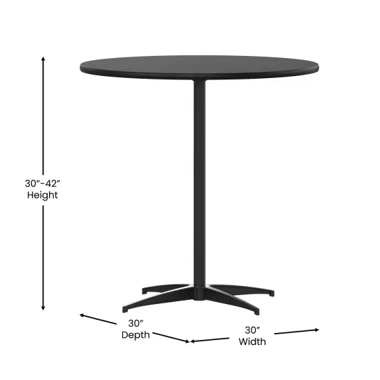 Emma and Oliver 30" Round Wood Cocktail Table with 30" and 42" Columns Natural {11}