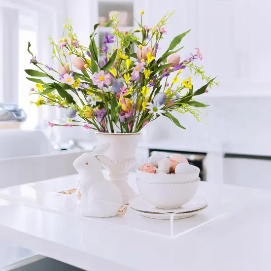 6 PCS 20 inch Easter Decorations Easter Egg Flowers Stem Artificial Spring Floral Easter Sprays Picks with Berry Stems for Easter Home Vase Arrangement Table Centerpieces {2}