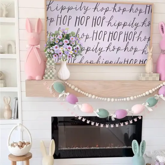 6PCS 20" Easter Decorations Purple Easter Egg Flowers Stem Artificial Eucalyptus Spring Floral Easter Sprays Picks with Rose for Easter Home Vase Arrangement Table Centerpieces {5}