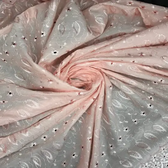 1 Yard Blush Medium Eyelet Cotton Blend Fabric with Soft Feel and Border 41/42 Inches Wide {1}