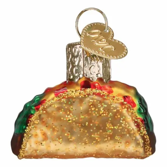 Old World Christmas 1.25 In Mini Taco Christmas Tree Ornament , Gumdrops Collection Tortilla Meat Gold {1}
