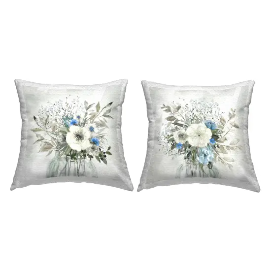 Charming Botanical Blues 2 PC Outdoor Printed Pillow Set Design by Carol Robinson, 18 x 7 x 18 {1}