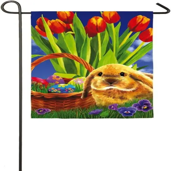 Tulips and Bunny Garden Flag 2 Sided Decorative {3}