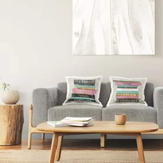 Fashion Book Stacks 2 PC Decorative Printed Throw Pillow Set Design by Carol Robinson, 18 x 7 x 18 {2}