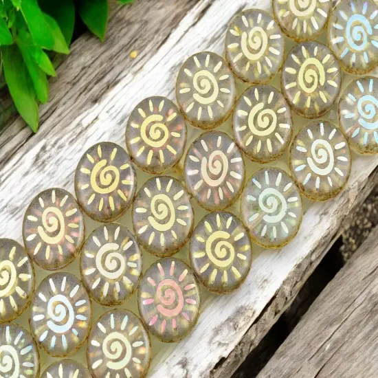 *8* 17mm Crystal Picasso AB Laser Tattoo Sun Coin Beads {4}