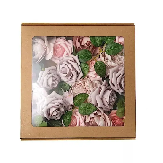 Pink Foam Peonies Roses White Silk Daisies Hydrangeas FAUX FLOWER BOX Party {1}