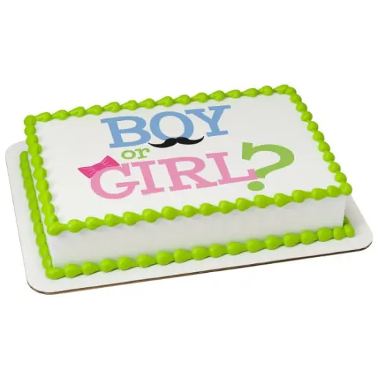 Boy or Girl Gender Reveal PhotoCake&reg; Edible Cake Topper Icing Image for 1/4 Sheet cake or larger {1}
