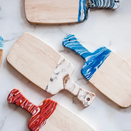 Marbled Resin Wood Board {2}