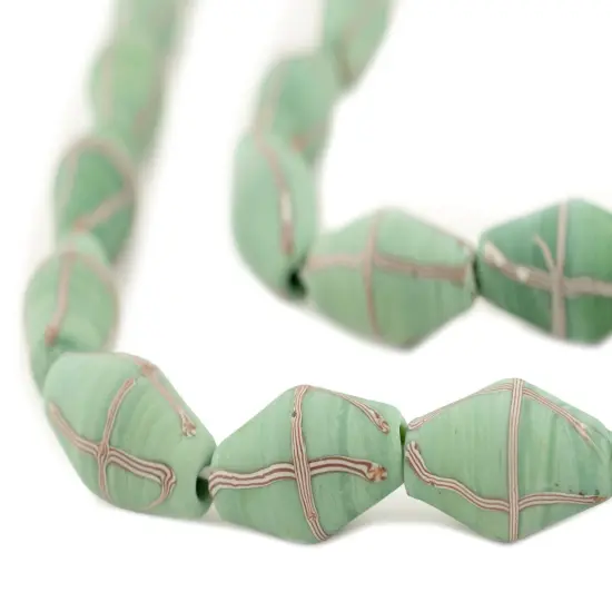 The Bead Chest Java French Cross Beads: Indonesian Glass Trade Beads for DIY Jewelry Making (Pistachio Green) {1}