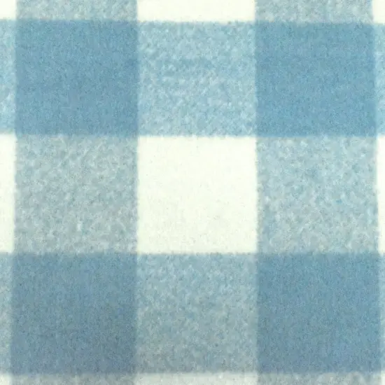 Sky Blue-White Famous Designer Check Brushed Face Poly Twill Woven Fabric By the Yard {1}