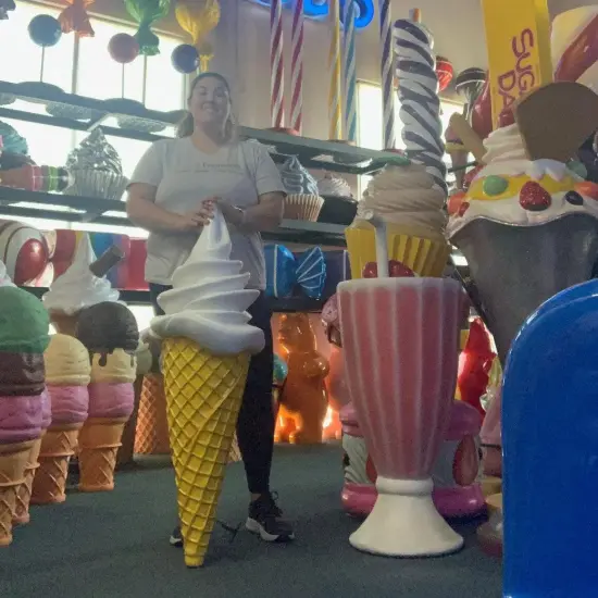 Large Hanging Soft Serve Vanilla Ice Cream Over Sized Statue {5}