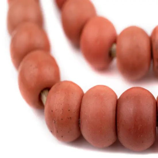 The Bead Chest Vintage Faux Coral Olombo Beads 14mm Nigeria African Red Round Glass Large Hole 30 Inch Strand Handmade {1}